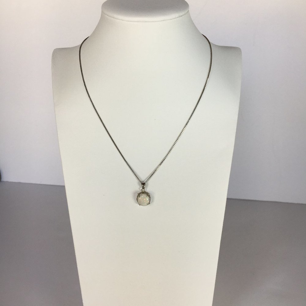 Natural Opal Necklace 925 Sterling Silver Chain